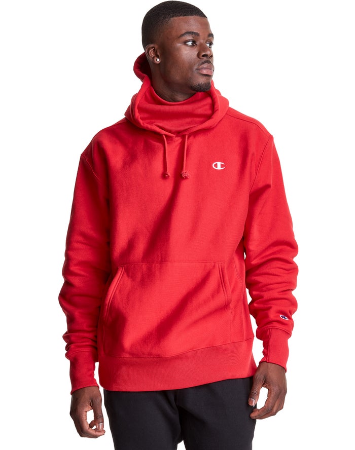 Champion Herre Hættetrøje Rød - Defender Series Reverse Weave® With Attached Ribbed Inset Mask - Dan